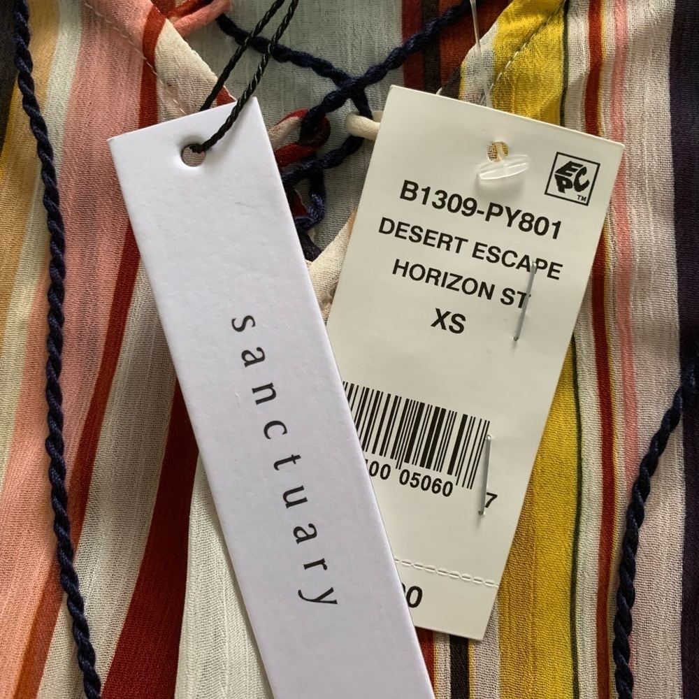 NWT Sanctuary “Desert Escape “ Striped Gauzy Blouse. - Picture 6 of 10